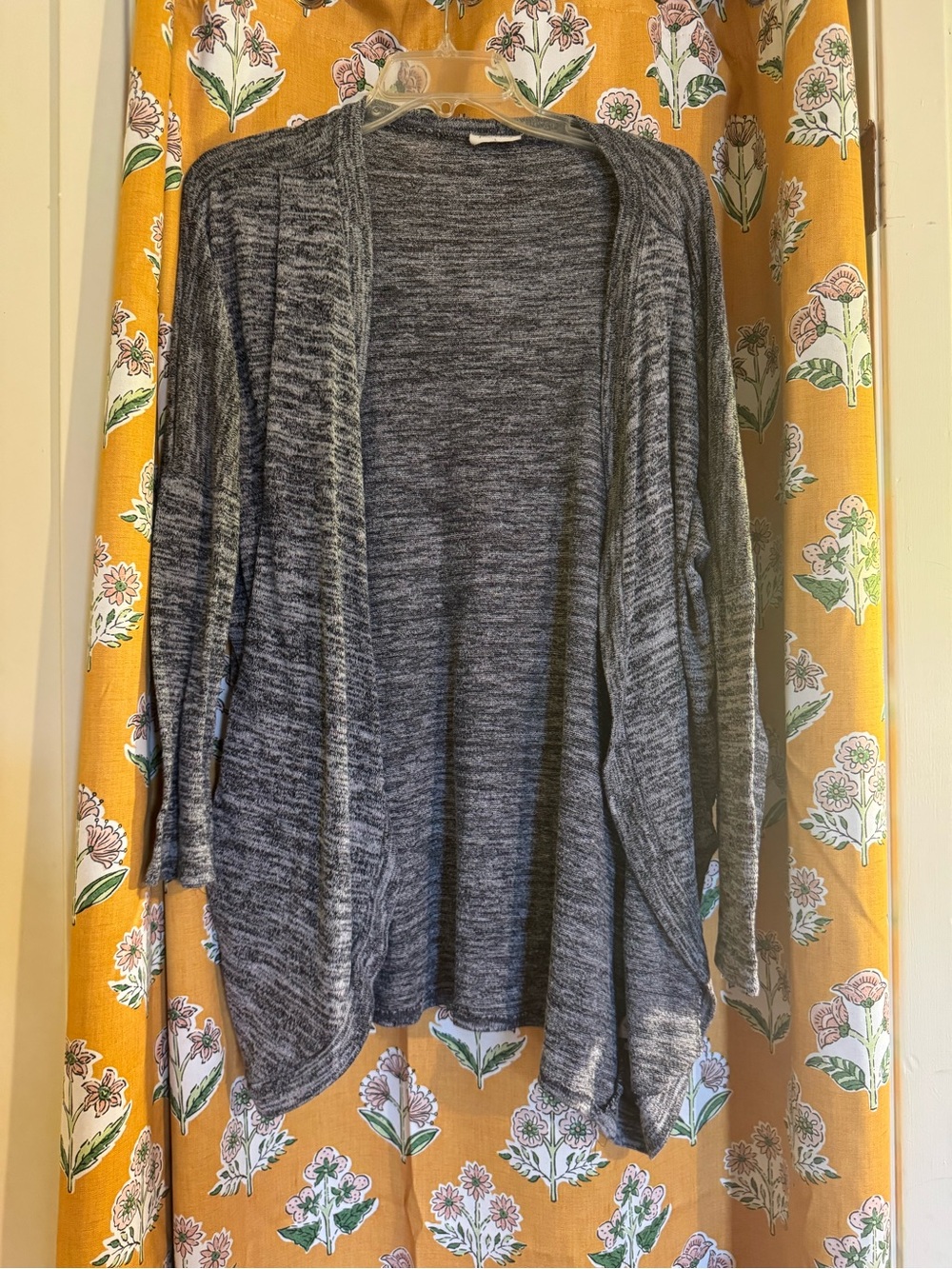 Women's Open-Front Gray Marled Cardigan Sweater